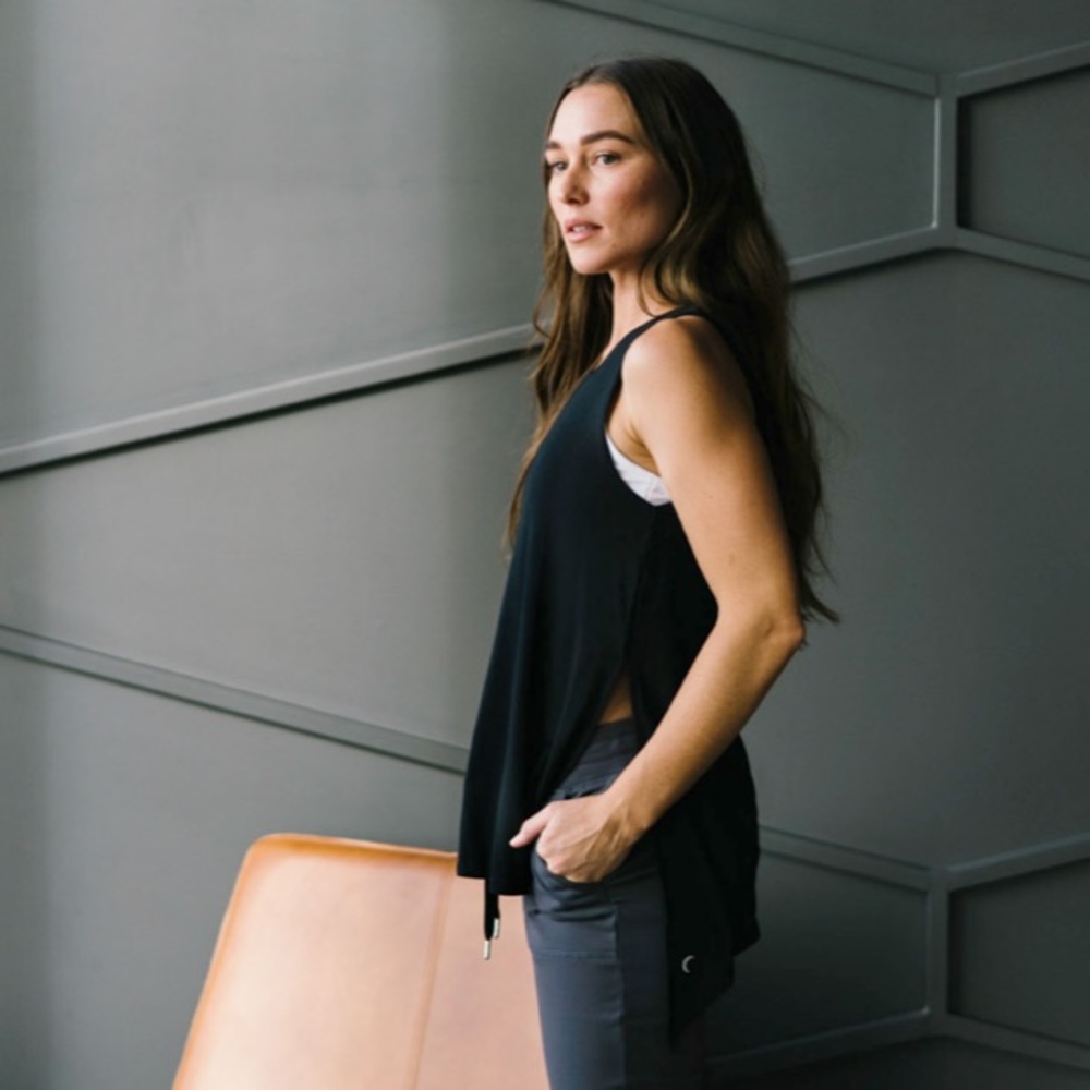 Zyia Navy Long Finesse Slit Tank